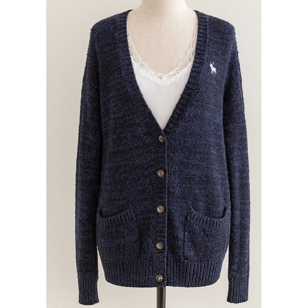 Abercrombie and Fitch Y2K Cardigan Sweater Knit Blue Sz fits like M